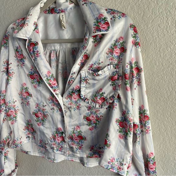 NEW For Love and Lemons Floral Pajamas Set Xsmall - Picture 7 of 13